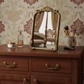 Gold Solid Wood Scalloped Framed Makeup Shaving Tabletop Mirror - 12-inch