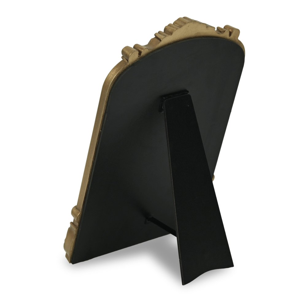 Gold Solid Wood Scalloped Framed Makeup Shaving Tabletop Mirror - 12-inch