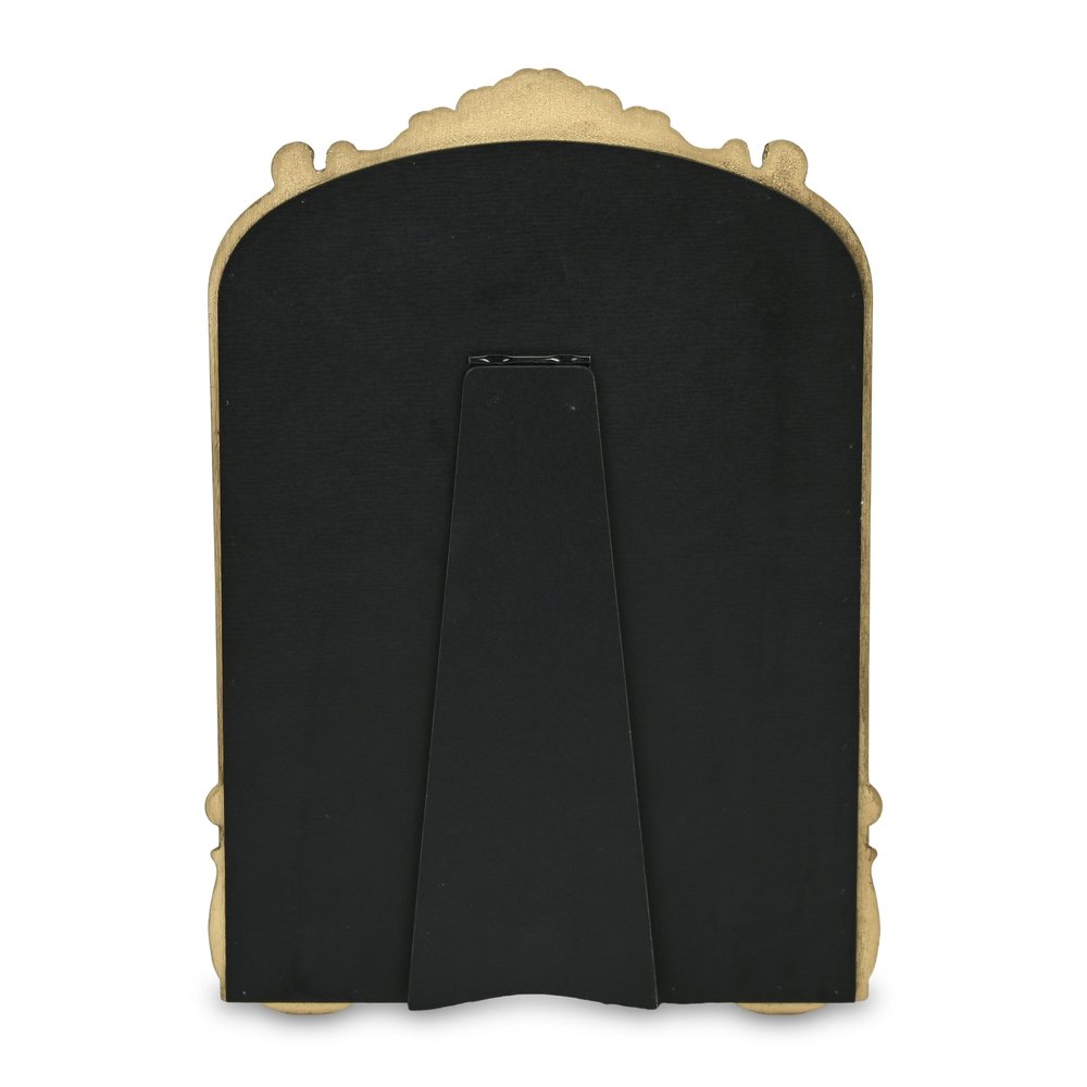 Gold Solid Wood Scalloped Framed Makeup Shaving Tabletop Mirror - 12-inch