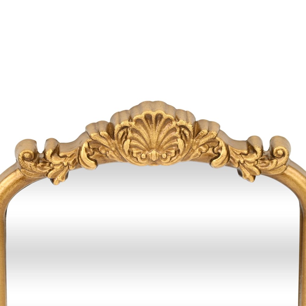 Gold Solid Wood Scalloped Framed Makeup Shaving Tabletop Mirror - 12-inch