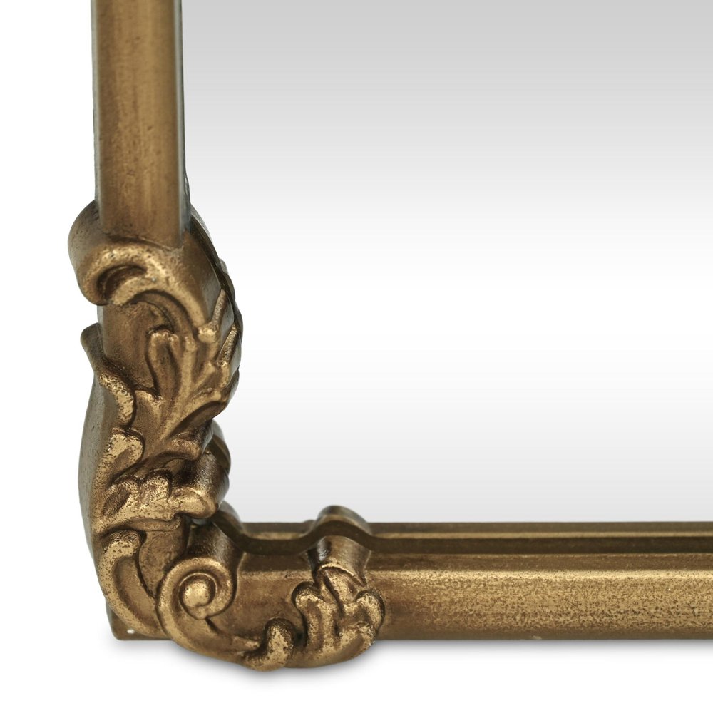 Gold Solid Wood Scalloped Framed Makeup Shaving Tabletop Mirror - 12-inch