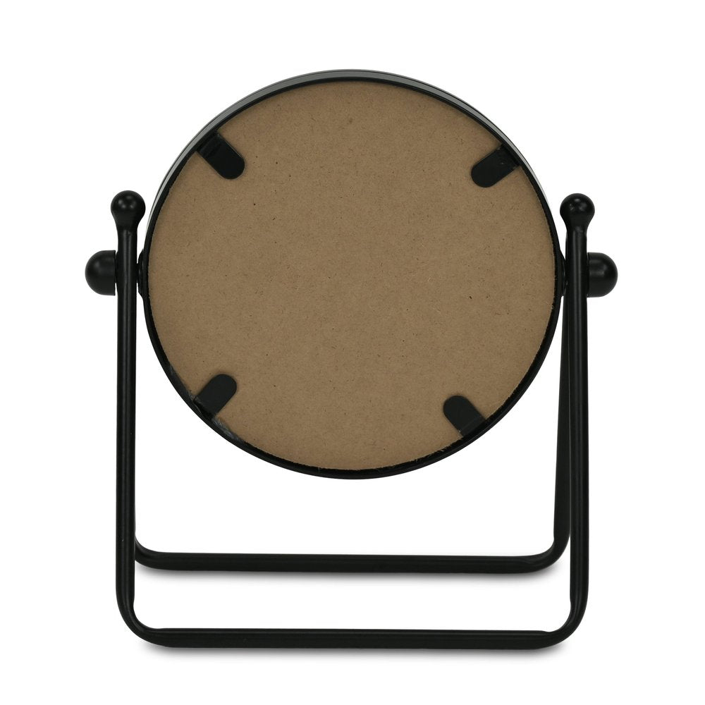 Black Metal Round Framed Adjustable Makeup Shaving Tabletop Mirror - 10-inch