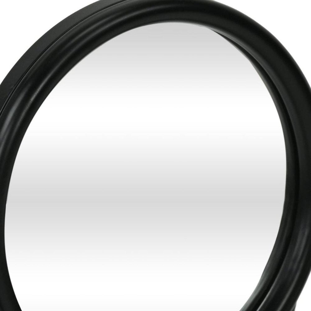 Black Metal Round Framed Adjustable Makeup Shaving Tabletop Mirror - 10-inch