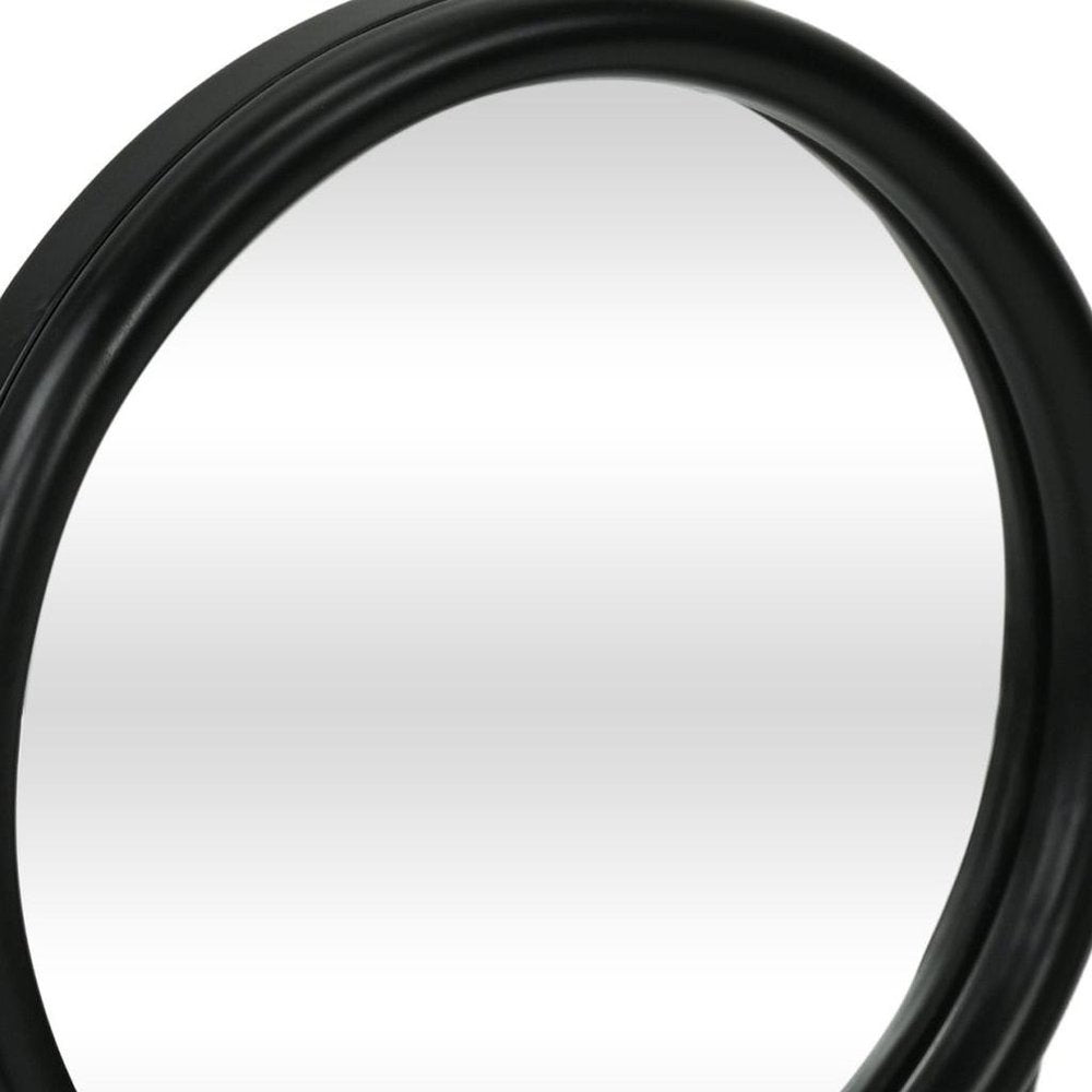 Black Metal Round Framed Adjustable Makeup Shaving Tabletop Mirror - 10-inch