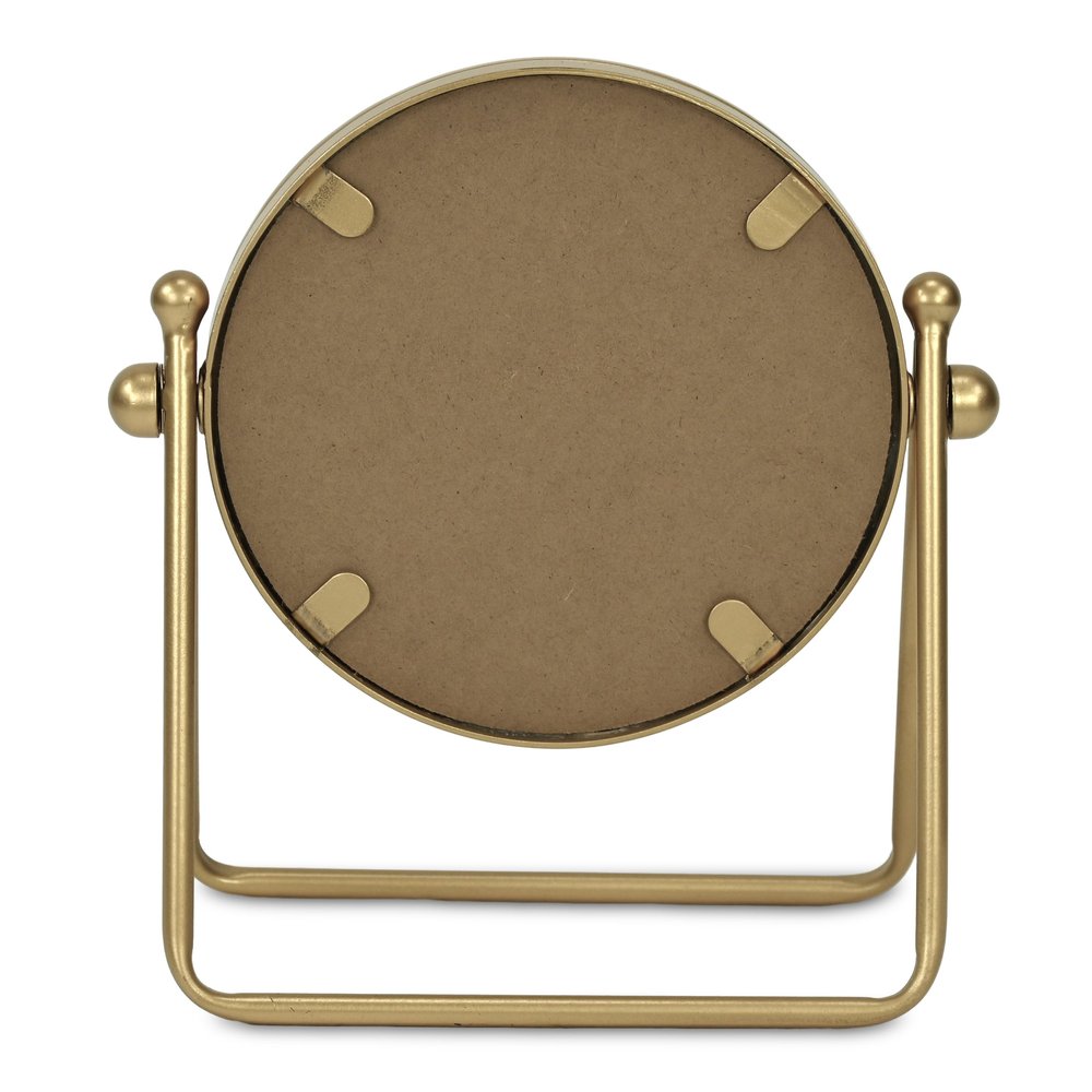 Gold Metal Round Tilting Framed Makeup Shaving Tabletop Mirror - 10-inch