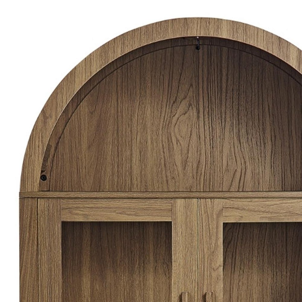 Brown Wood Oval Accent Cabinet with Two Doors - 67-inch