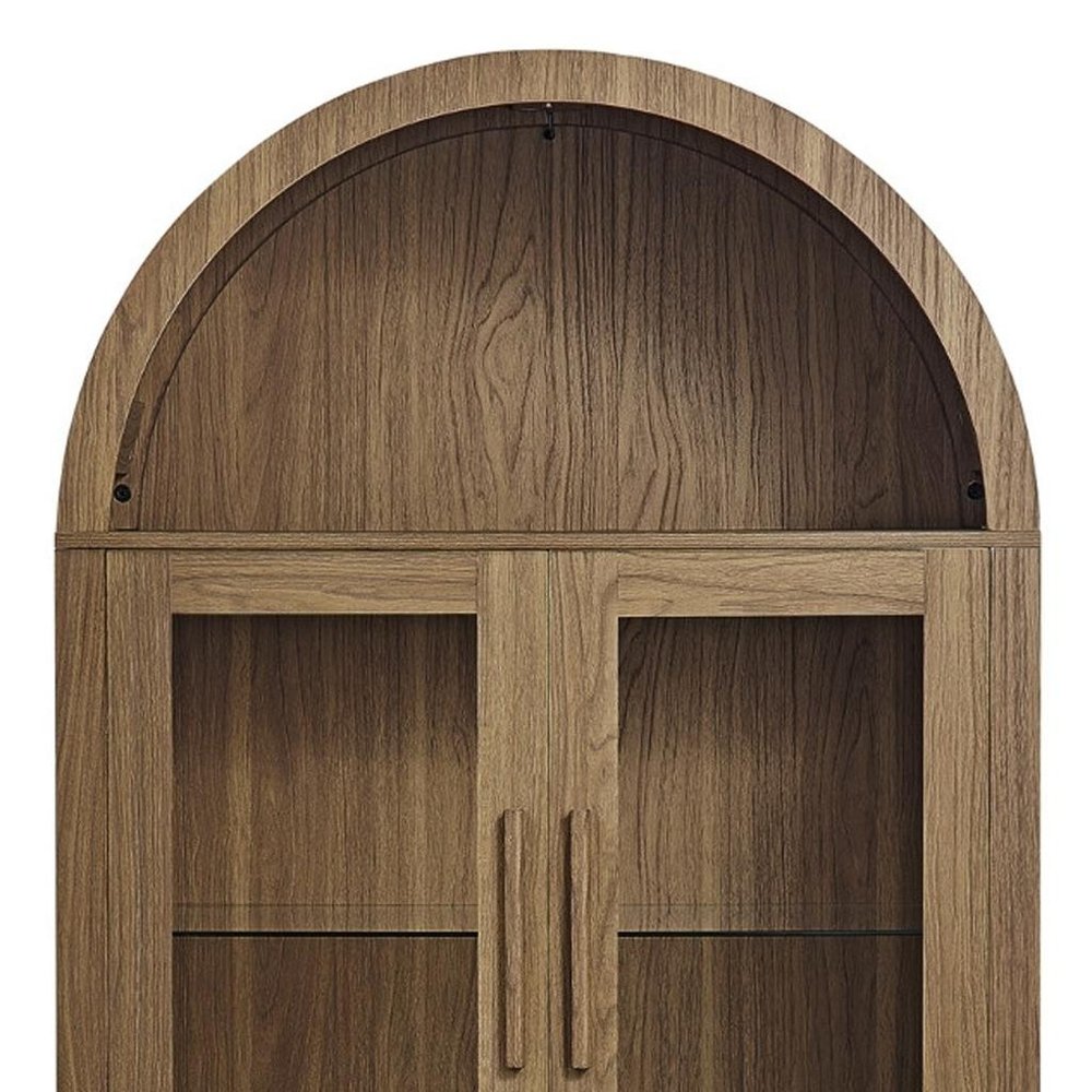 Brown Wood Oval Accent Cabinet with Two Doors - 67-inch