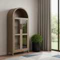Brown Wood Oval Accent Cabinet with Two Doors - 67-inch