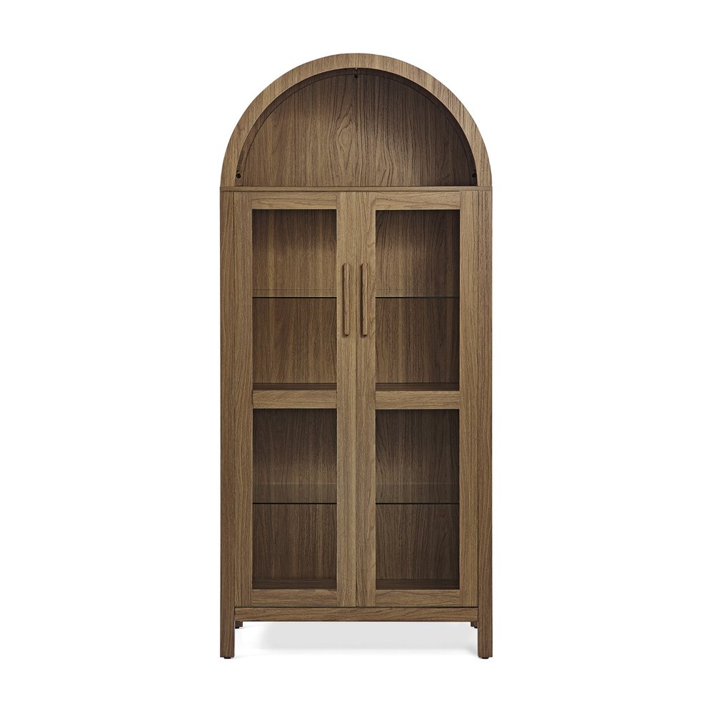 Brown Wood Oval Accent Cabinet with Two Doors - 67-inch