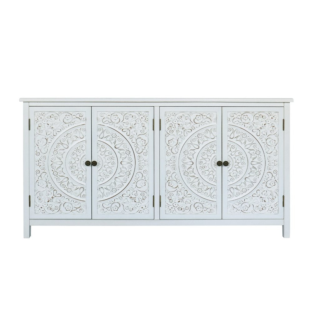White Wood Sideboard with Four Doors - 60-inch