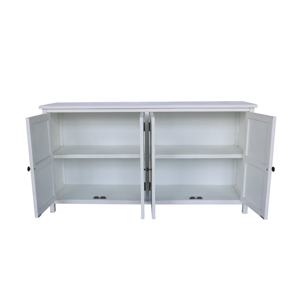 White Wood Sideboard with Four Doors - 60-inch