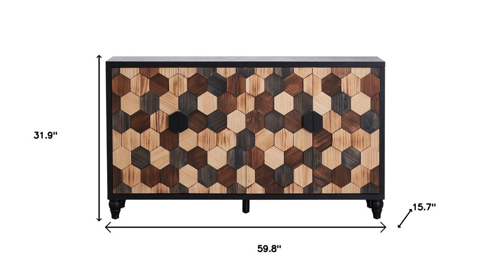 Brown Wood Sideboard with Four Doors - 60-inch