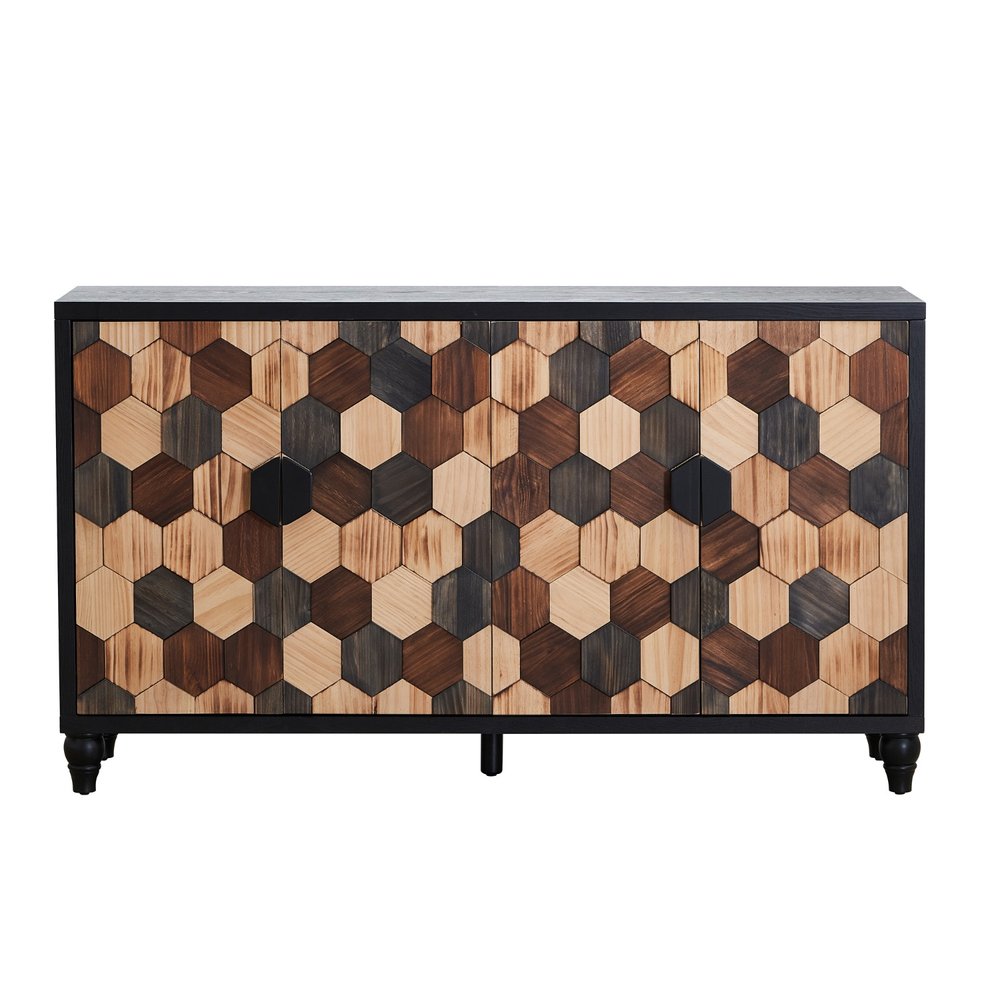Brown Wood Sideboard with Four Doors - 60-inch