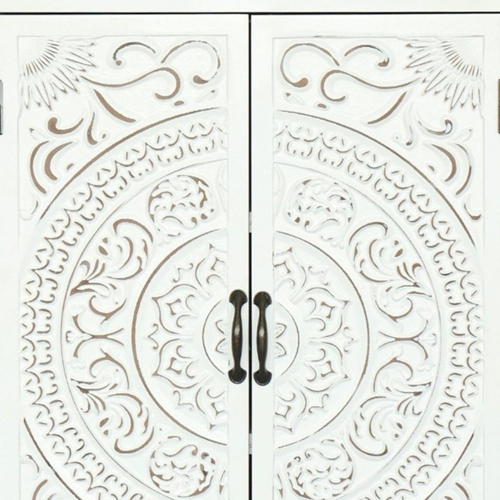 White Wood Accent Cabinet with Two Doors and Two Drawers - 27-inch