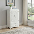 White Wood Accent Cabinet with Two Doors and Two Drawers - 27-inch