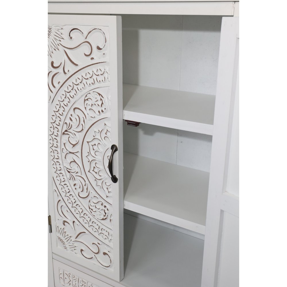 White Wood Accent Cabinet with Two Doors and Two Drawers - 27-inch