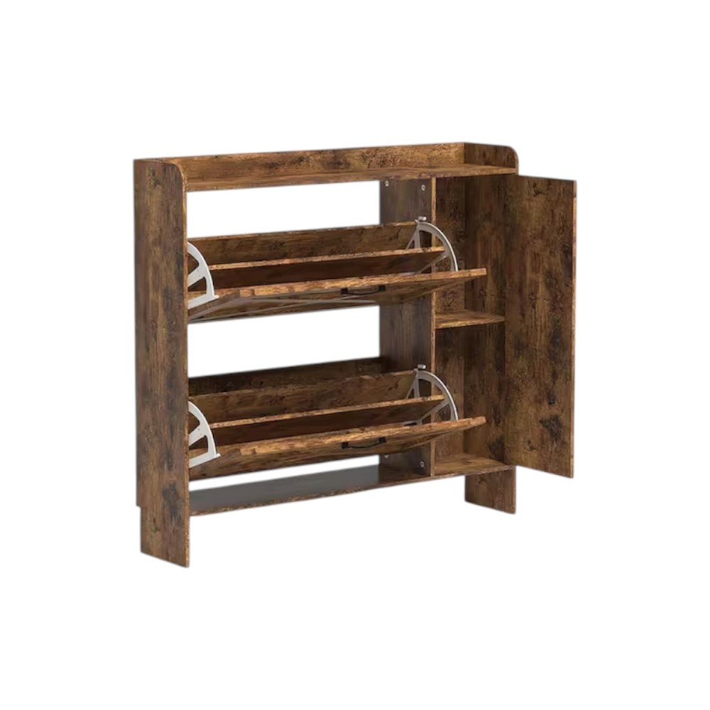 Brown Multi-Tier Wood Shoe Organizer - 43-inch