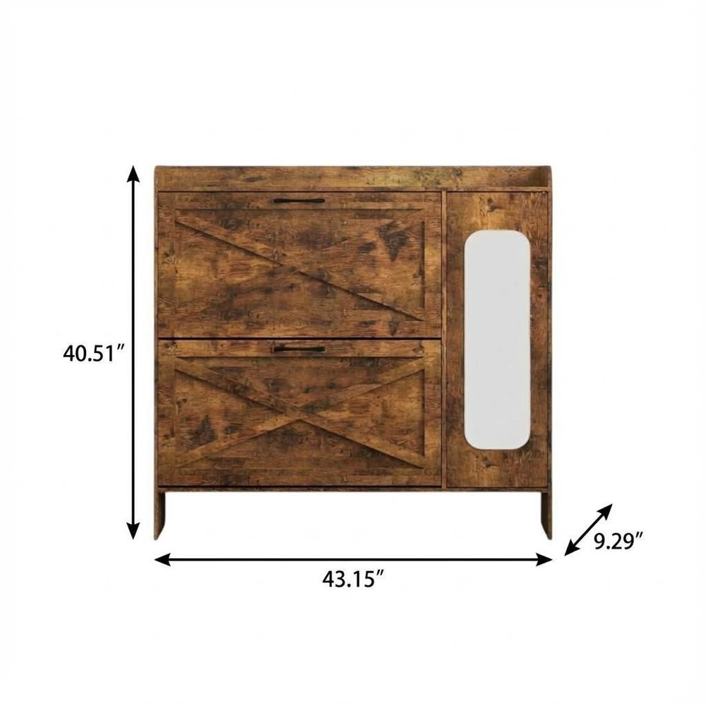 Brown Multi-Tier Wood Shoe Organizer - 43-inch