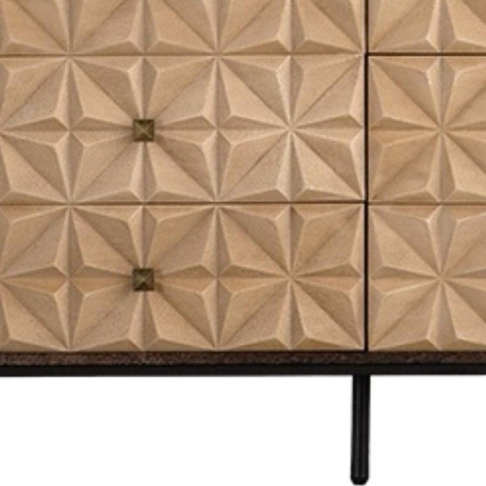 Gold Wood Six Drawer Sideboard - 48-inch