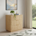 Oak Ribbed Texture Wood Three Drawer Dresser - 28-inch