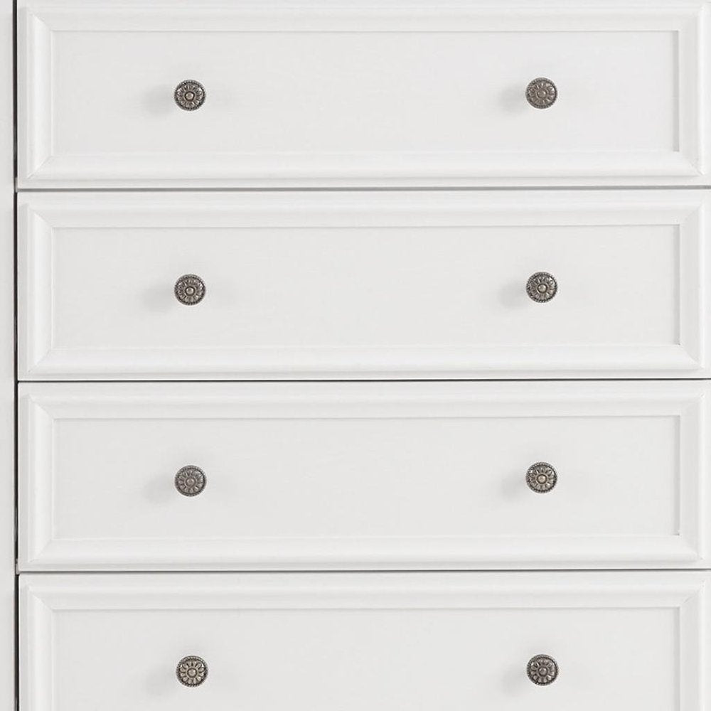 White Wood Five Drawer Dresser - 32-inch