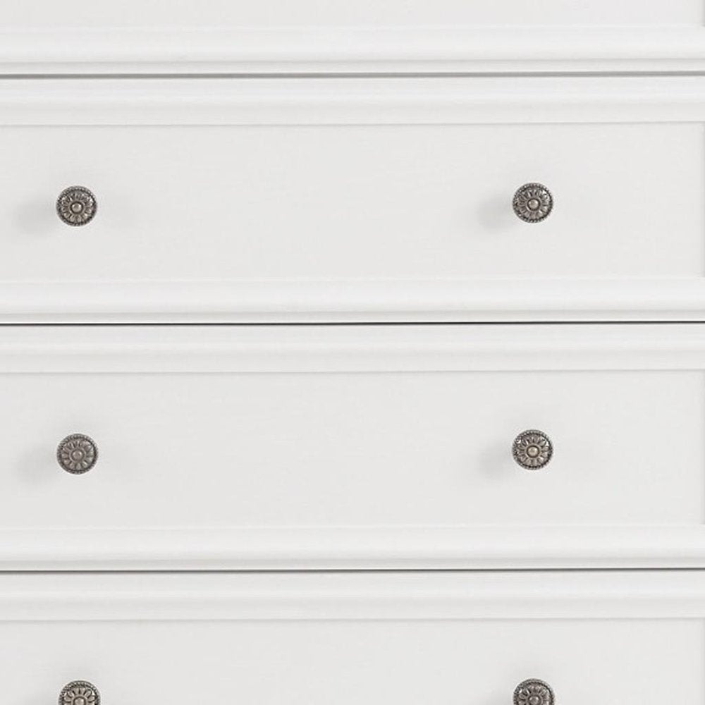 White Wood Five Drawer Dresser - 32-inch