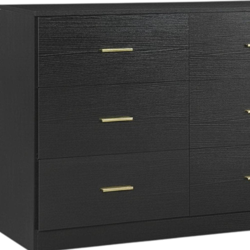 Black Wood Nine Drawer Triple Dresser - 63-inch