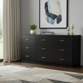 Black Wood Nine Drawer Triple Dresser - 63-inch