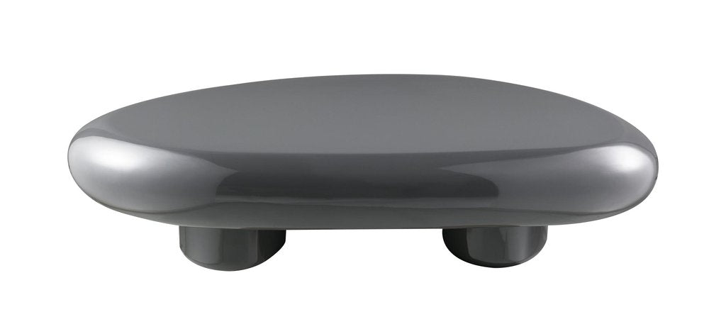 Gray Wood and Steel Oval Coffee Table - 46-inch