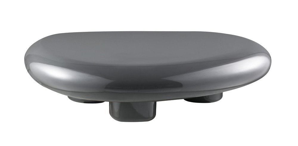 Gray Wood and Steel Oval Coffee Table - 46-inch