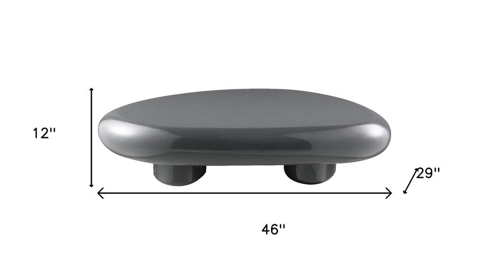Gray Wood and Steel Oval Coffee Table - 46-inch