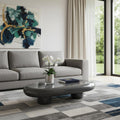 Gray Wood and Steel Oval Coffee Table - 46-inch