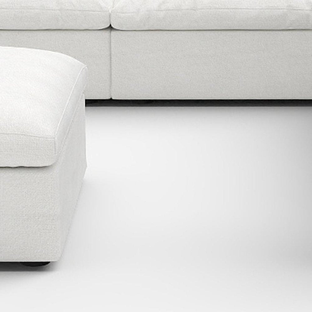 White Linen Blend Modular L Shaped Six Piece Corner Sectional