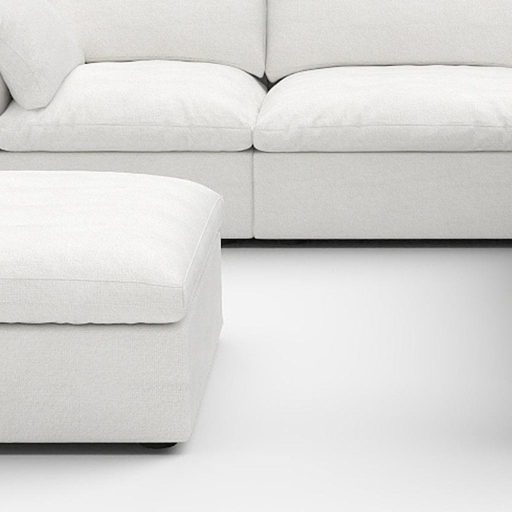 White Linen Blend Modular L Shaped Six Piece Corner Sectional