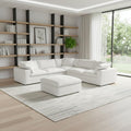 White Linen Blend Modular L Shaped Six Piece Corner Sectional