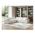 White Linen Blend Modular L Shaped Five Piece Corner Sectional