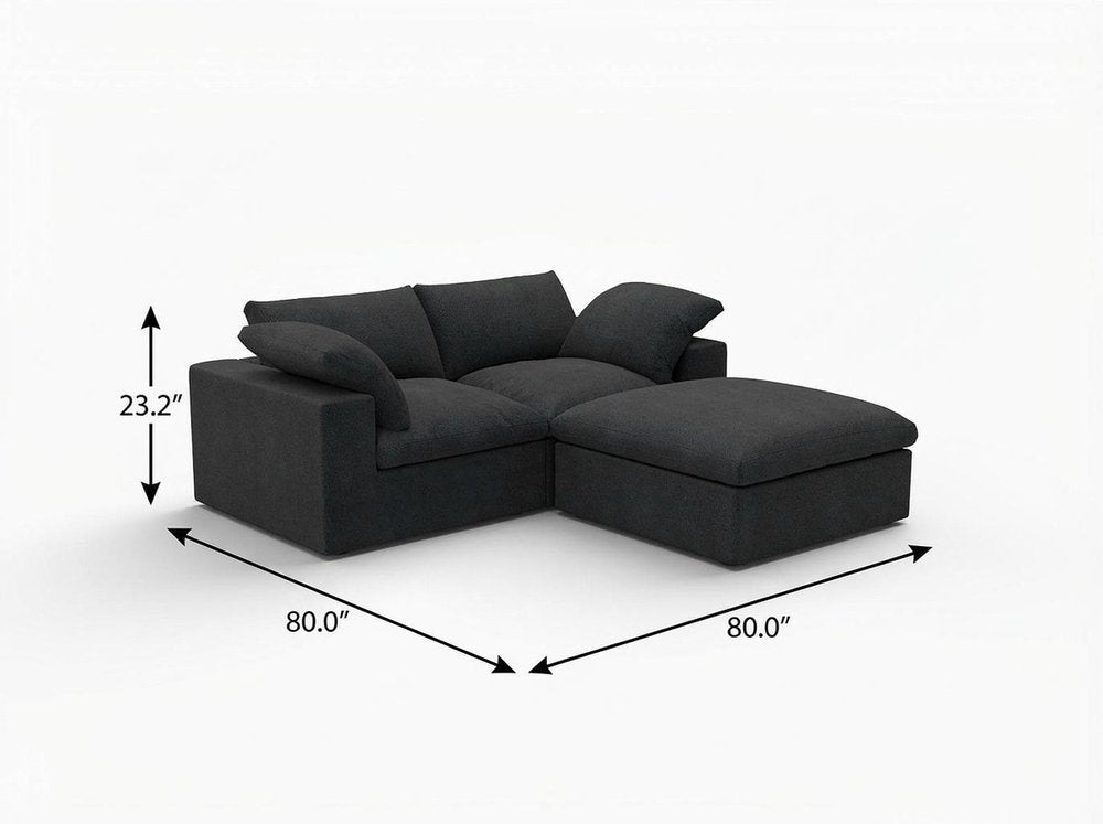 Light Gray Linen Blend Modular L Shaped Three Piece Corner Sectional