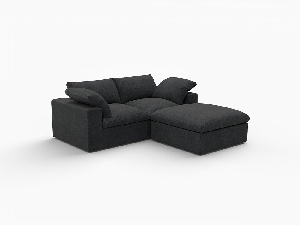 Light Gray Linen Blend Modular L Shaped Three Piece Corner Sectional
