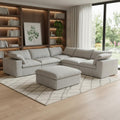 Light Gray Linen Blend Modular L Shaped Six Piece Corner Sectional