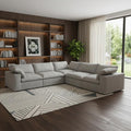 Light Gray Linen Blend Modular L Shaped Five Piece Corner Sectional