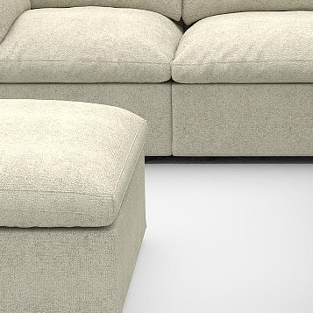 Khaki Linen Blend Modular L Shaped Six Piece Sofa and Chaise Sectional
