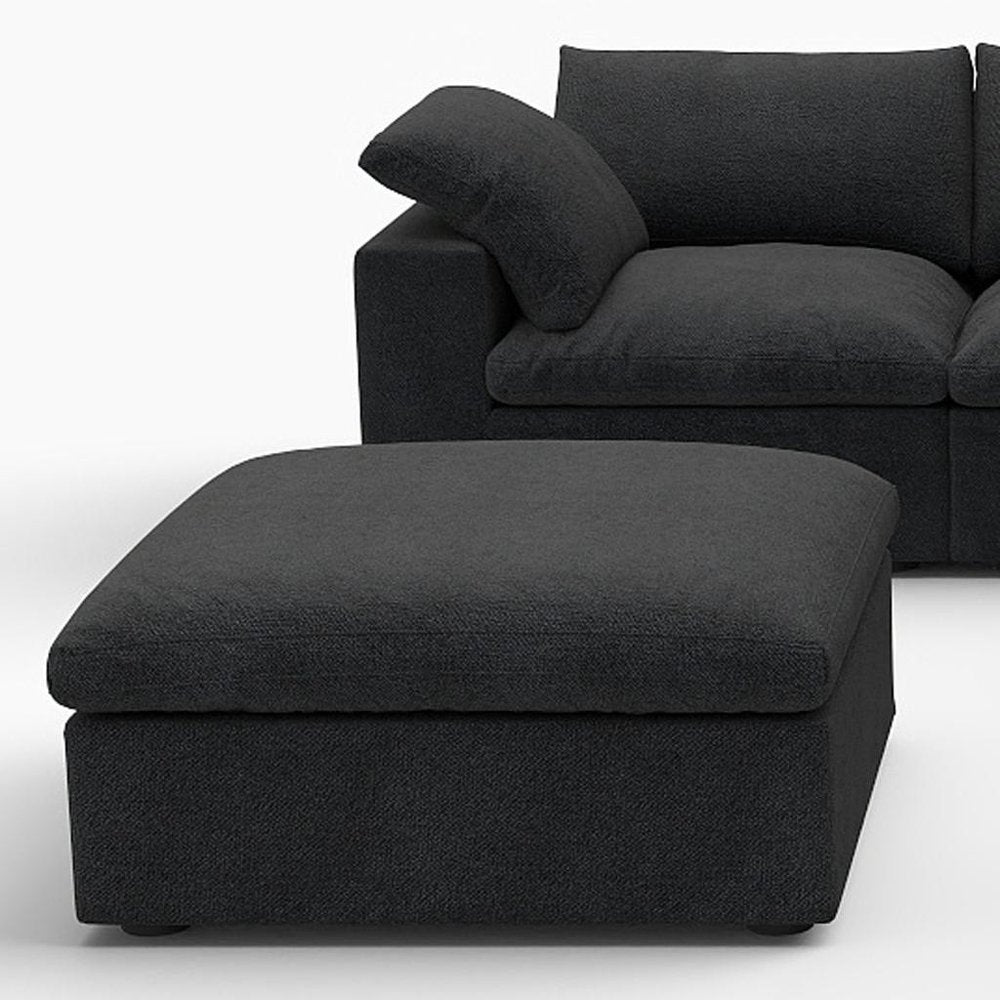 Black Linen Blend Modular L Shaped Six Piece Corner Sectional