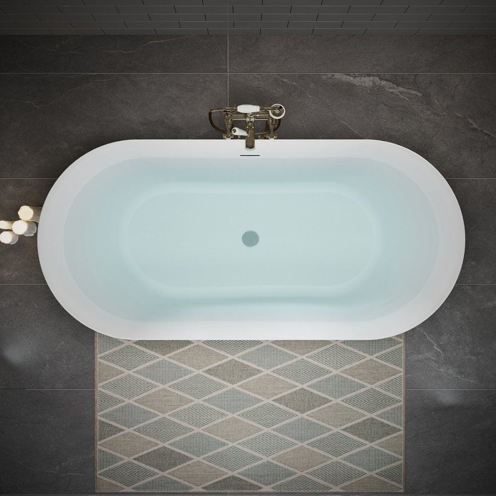 White Acrylic Oval Bath Tub - 59-inch