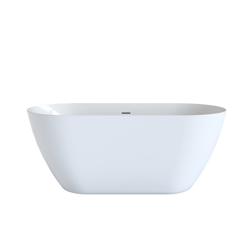 White Acrylic Oval Bath Tub - 59-inch