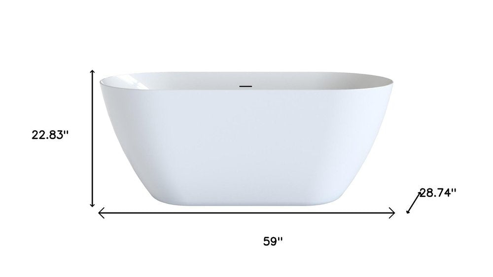 White Acrylic Oval Bath Tub - 59-inch