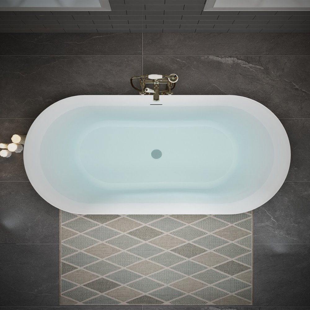 White Acrylic Oval Bath Tub - 63-inch
