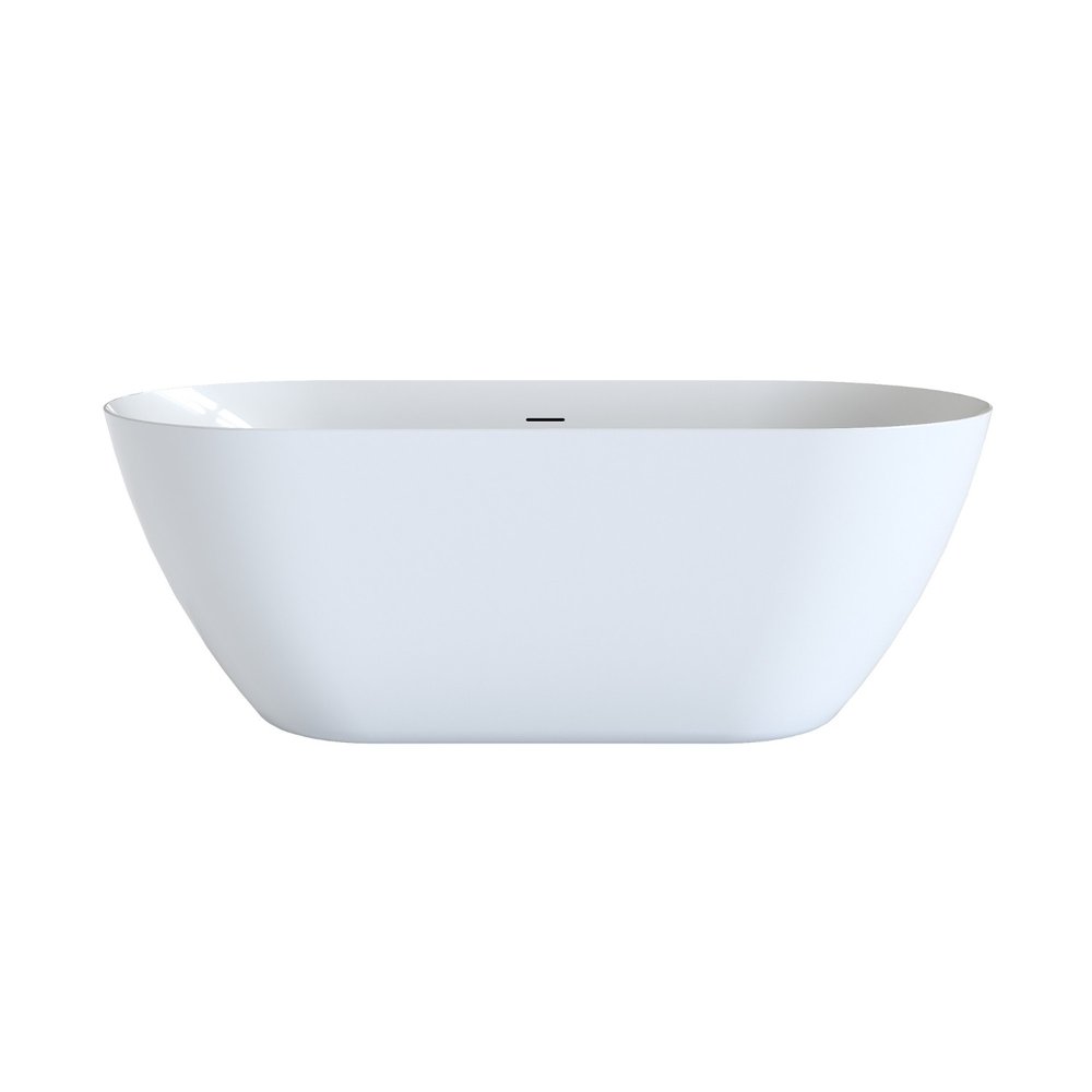 White Acrylic Oval Bath Tub - 63-inch