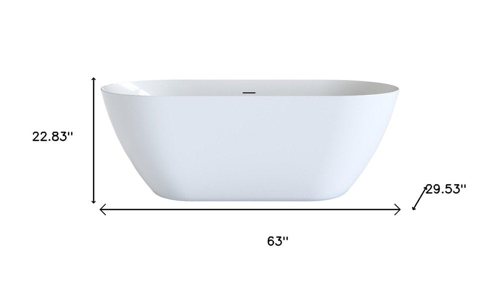 White Acrylic Oval Bath Tub - 63-inch