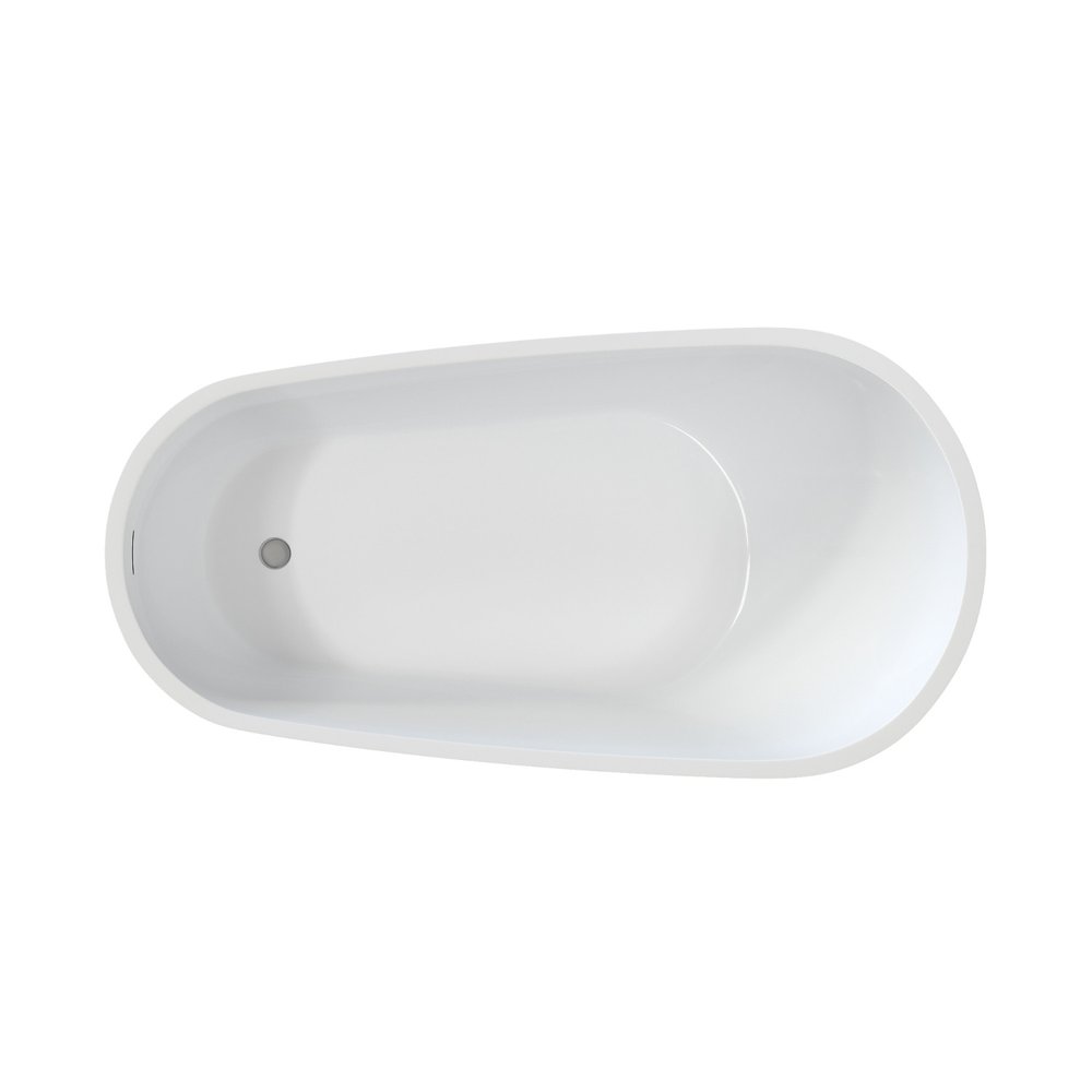 White Acrylic Oval Bath Tub - 55-inch