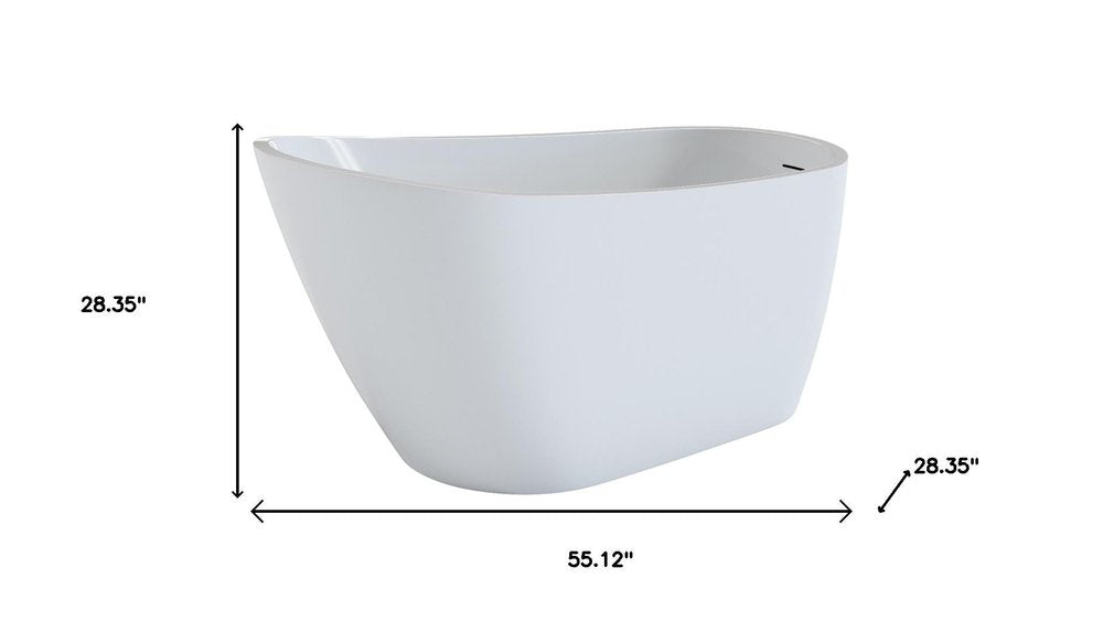 White Acrylic Oval Bath Tub - 55-inch